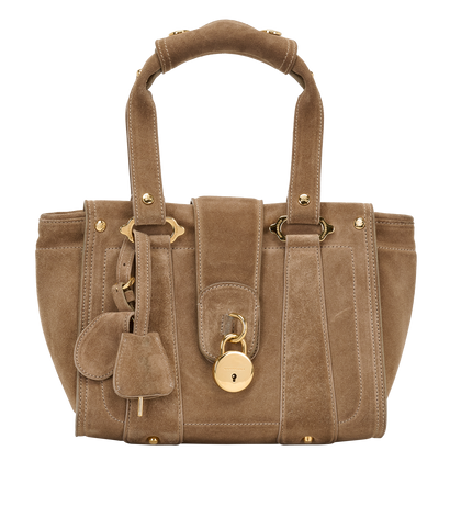 Small Padlock Tote, &pound;320, Handbags, Beige, Suede, Front view